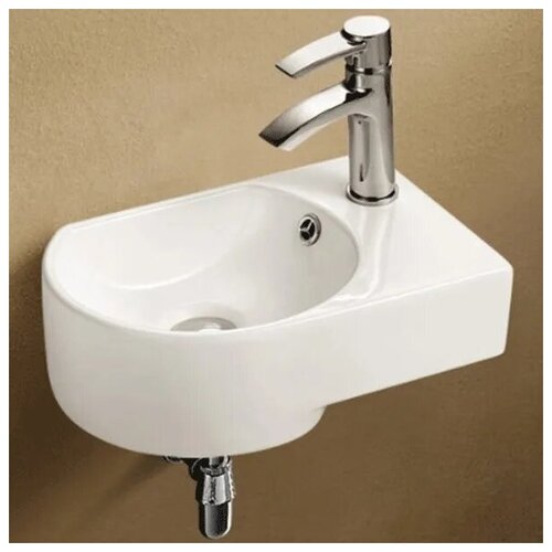 фото Раковина подвесная weltwasser aisbach 5014r правосторонняя 41х27 см, белый глянцевый