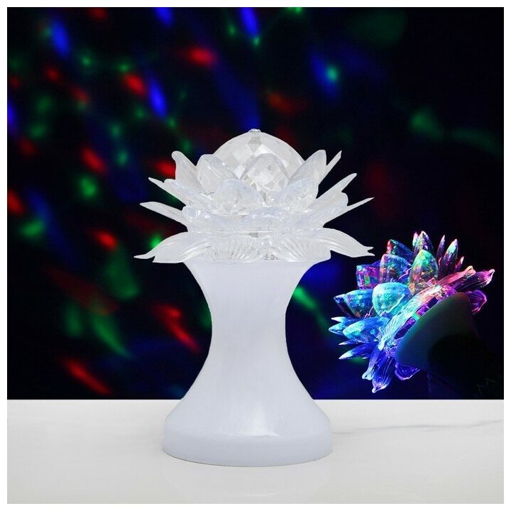 Световой прибор хрустальный шар "Цветок" d=12.5 см, 220V, белый (RGB)