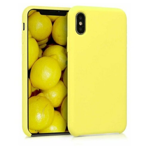 фото Чехол накладка для iphone xs max с подкладкой из микрофибры / для айфон хс макс / желтый qvatra