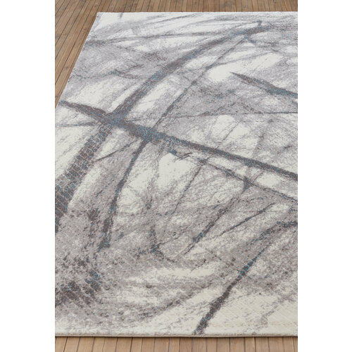 Ковер на пол 0,8 на 1,5 м в спальню, гостиную, серый Patara V0266-Cream-Turquise