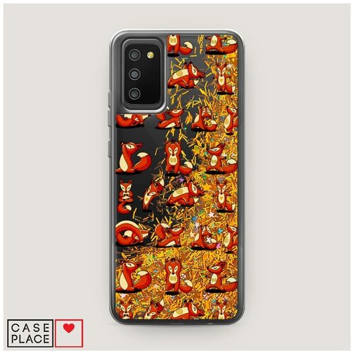 фото Чехол жидкий с блестками samsung galaxy a02s лисья йога case place