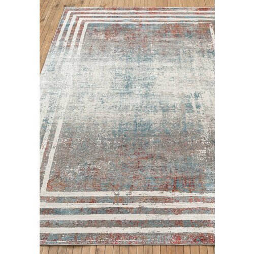 Ковер на пол 1,6 на 2,3 м в спальню, гостиную, серый, голубой Timeless Milat MT2752-M35