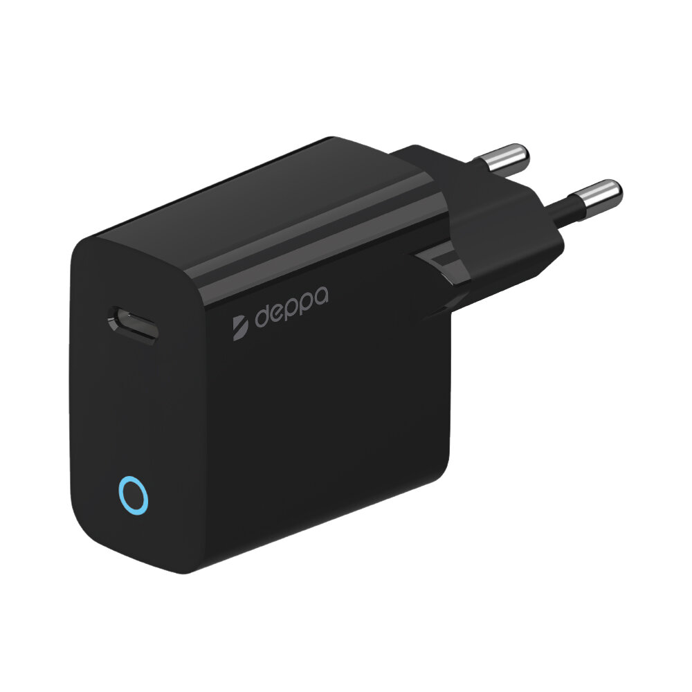 Сетевое зарядное устройство Wall Charger USB-C, Power Delivery, 20Вт, черный, Deppa, крафт, Deppa 11429-OZ