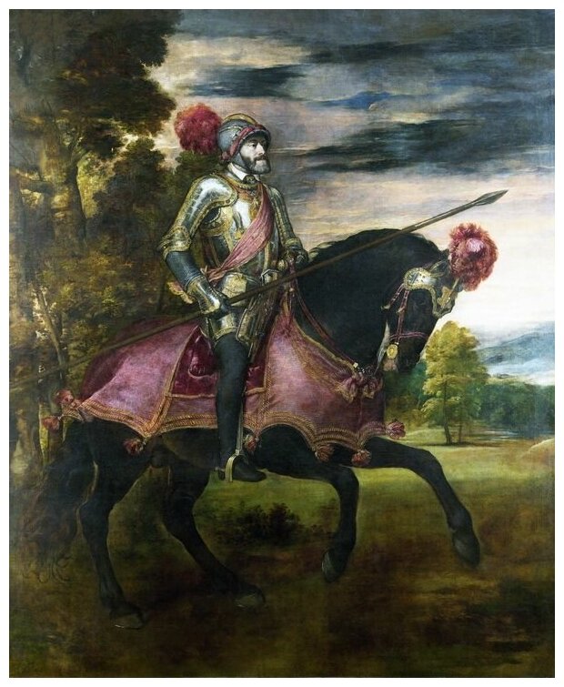 Репродукция на холсте Император Карл V на коне ( Emperor Carlos V on Horseback) Тициан 50см. x 61см.