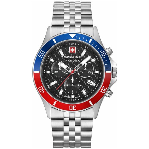 Наручные часы Swiss Military Hanowa Aqua, серебряный, красный