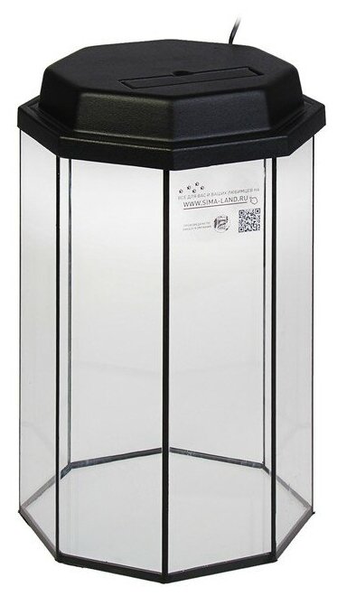 Пижон Аквариум восьмигранный с крышкой, 70 литров, 40 х 40 х 60/66см, чёрный - фотография № 15
