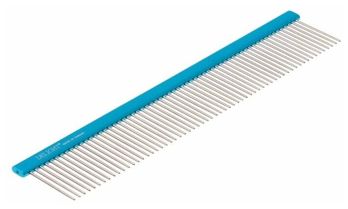 Расчёска DeLIGHT алюм. 25 см с плоской синей ручкой, зуб 3,6 см - фотография № 1