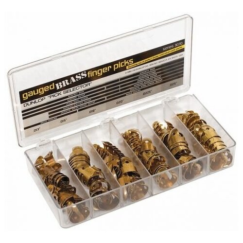 Dunlop Brass Fingerpick Display 3070 коробка с когтями, 013,015,018,020,0225,025 - 20 шт, 120 шт