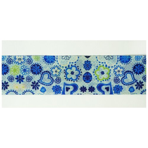 Лента репсовая SAFISA с рисунком, 39 мм, 15 м, цвет 02, голубой лента репсовая safisa с рисунком 39 мм 15 м цвет 01 белый