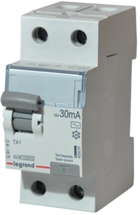 Устройство защитного отключения (УЗО) Legrand TX3, 2 полюса, 63A, 30 mA, тип AC, электро-механическое, ширина 2 DIN-модуля