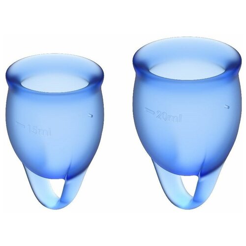 Набор менструальных чаш, Satisfyer Feel confident Menstrual Cup, синие, 15 мл + 20 мл