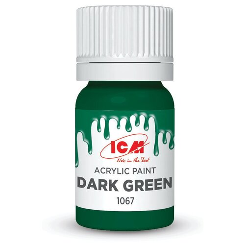 ICM Краска акриловая, Темно-зеленый (Dark Green), 12 мл, C1067