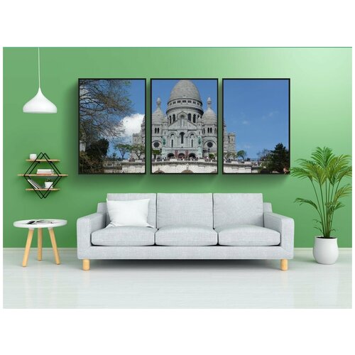 фото Набор модулных постеров для интерьера "сакре кер, париж, церковь" 60x90 см. в тубусе, без рамки lotsprints