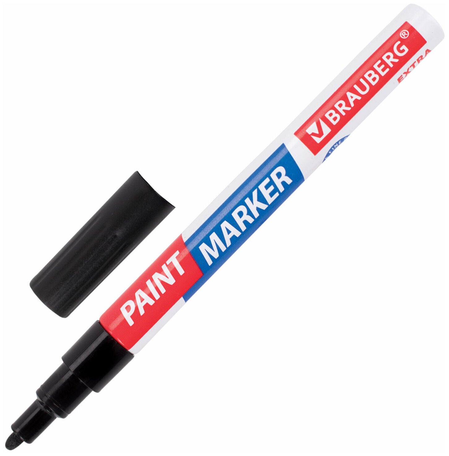 Маркер-краска лаковый EXTRA (paint marker) 2 мм, черный, усиленная нитро-основа, BRAUBERG, 151968 - фотография № 1