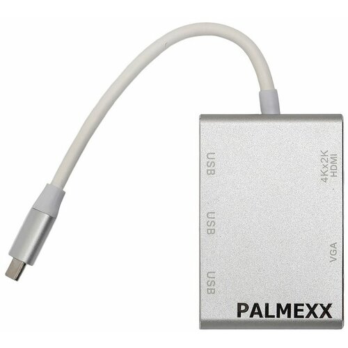 адаптер переходник palmexx 4в1 usb c type c to hdmi vga usb3 0 usbc Адаптер-переходник PALMEXX 5в1 USB-C (Type-c) to HDMI+VGA+3*USB3.0