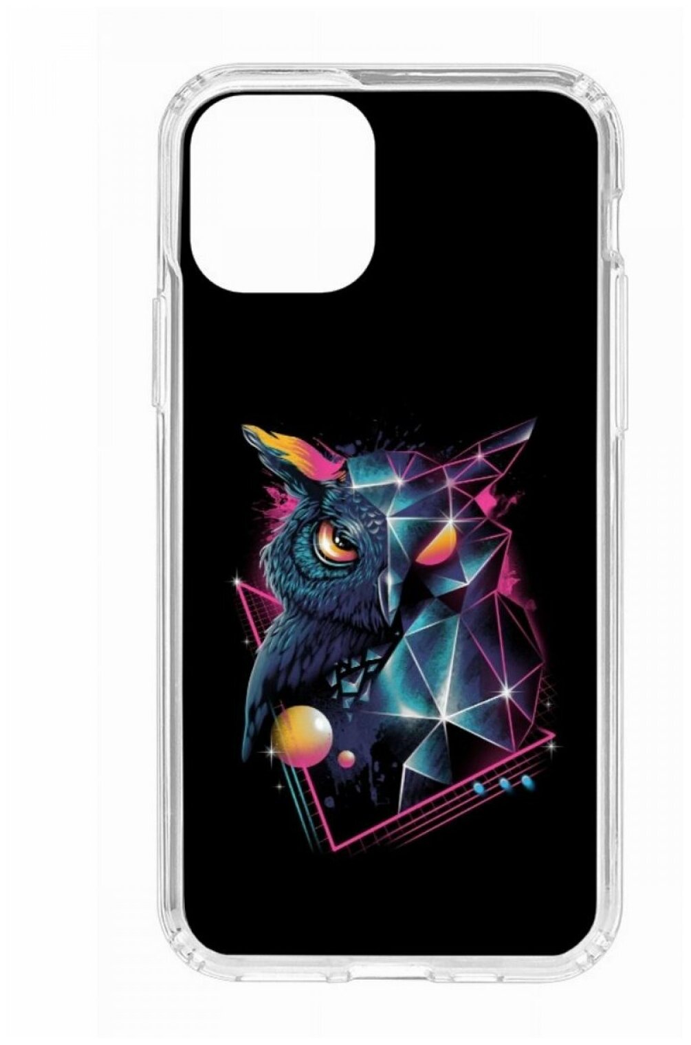 Чехол для iPhone 11 Pro Kruche Print MagSafe Retro Owl,прозрачная накладка с защитой камеры,с рисунком,противоударный силиконовый бампер с принтом