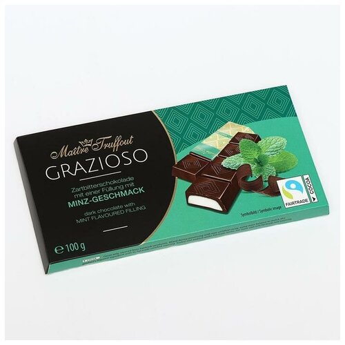 Шоколад Maitre Truffout Grazioso темный со вкусом мяты, порционный, 100 г