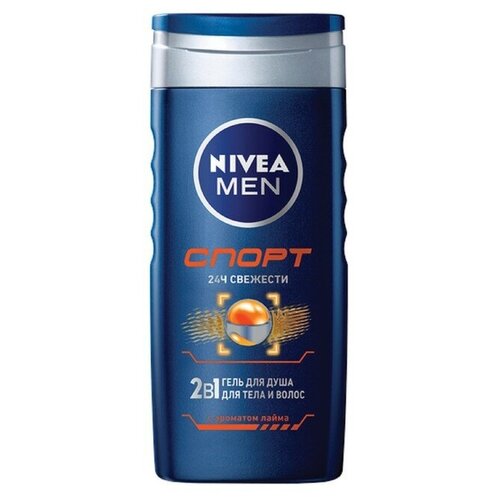 Гель для душа Nivea Men 2 в 1 «Спорт», для тела и волос, 250 мл