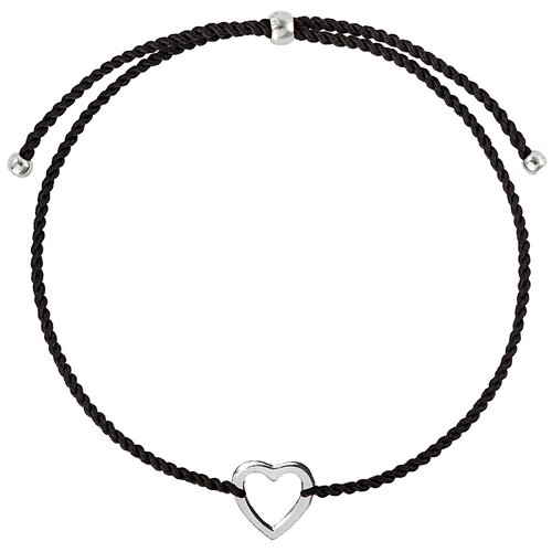 фото Wanna? be! браслет "boys and girls" сердечко из серебра на черной нити sb006-012, 21 см, 0.83 г