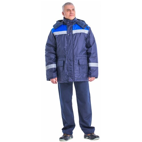 Куртка зимняя "Стандарт" синяя с васильковым. Размер:96-100. Рост:170-176