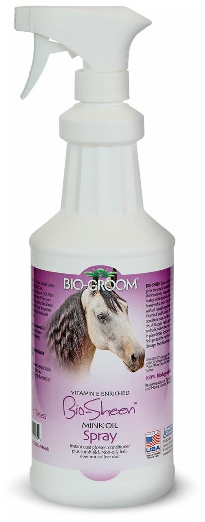 Bio-Groom Спрей с норковым маслом для лошадей, Bio-Groom Bio-Sheen, 946 мл