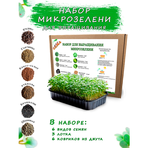Набор микрозелени для выращивания Делюкс 6 культур