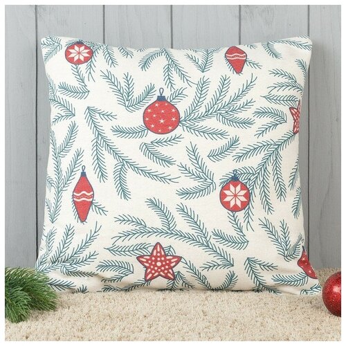 фото Традиция подушка декоративная с фотопечатью «ёлочные украшения» 40х40 см