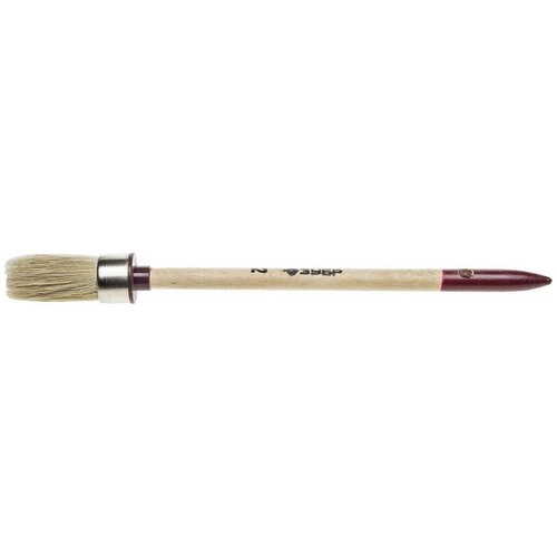 Круглая кисть ЗУБР Универсал 20 мм светлая натуральная щетина деревянная ручка 01501-20