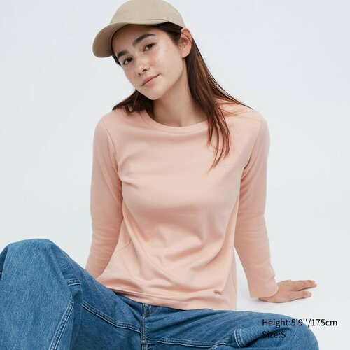 Лонгслив Uniqlo, размер S, розовый рубашка с длинными рукавами и принтом 1 s синий