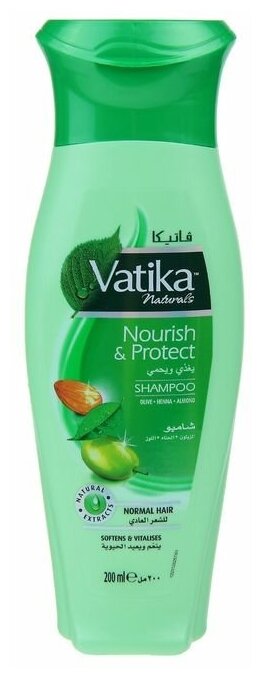 Шампунь для волос Dabur VATIKA Naturals Nourish & Protect, питание и защита, 200 мл