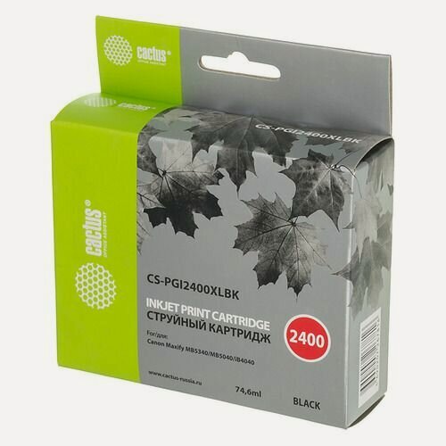 Изображение товара Картридж Cactus CS-PGI2400XLBK, PGI-2400XLBK, черный пигментный / CS-PGI2400XLBK