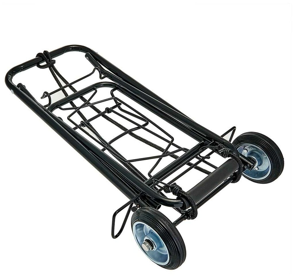 Тележка багажная ручная 50 кг DT-26 с металлическими колесами, черная - фотография № 2
