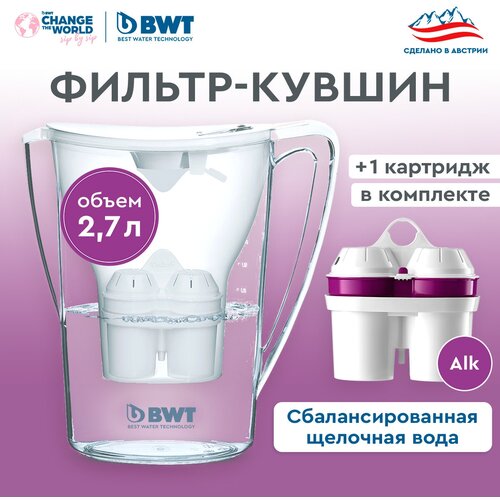 Фильтр-кувшин для воды BWT Penguin 2,7 л с электронным датчиком c 1 картриджем Сбалансированная щелочная вода