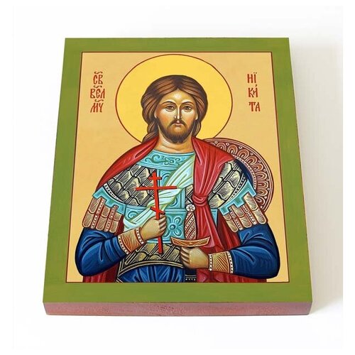 Великомученик Никита Готфский, икона на доске 13*16,5 см