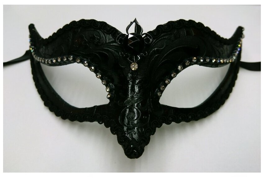 Венецианская маска Volpina, черная с узором (10309)