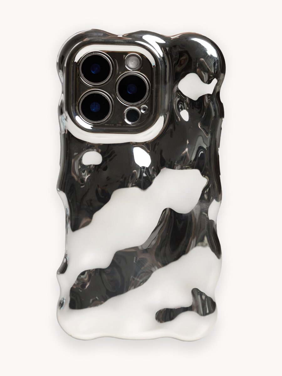 Чехол облачко серо-глянцевый на Iphone 15 пластмассовый ударопрочный модный