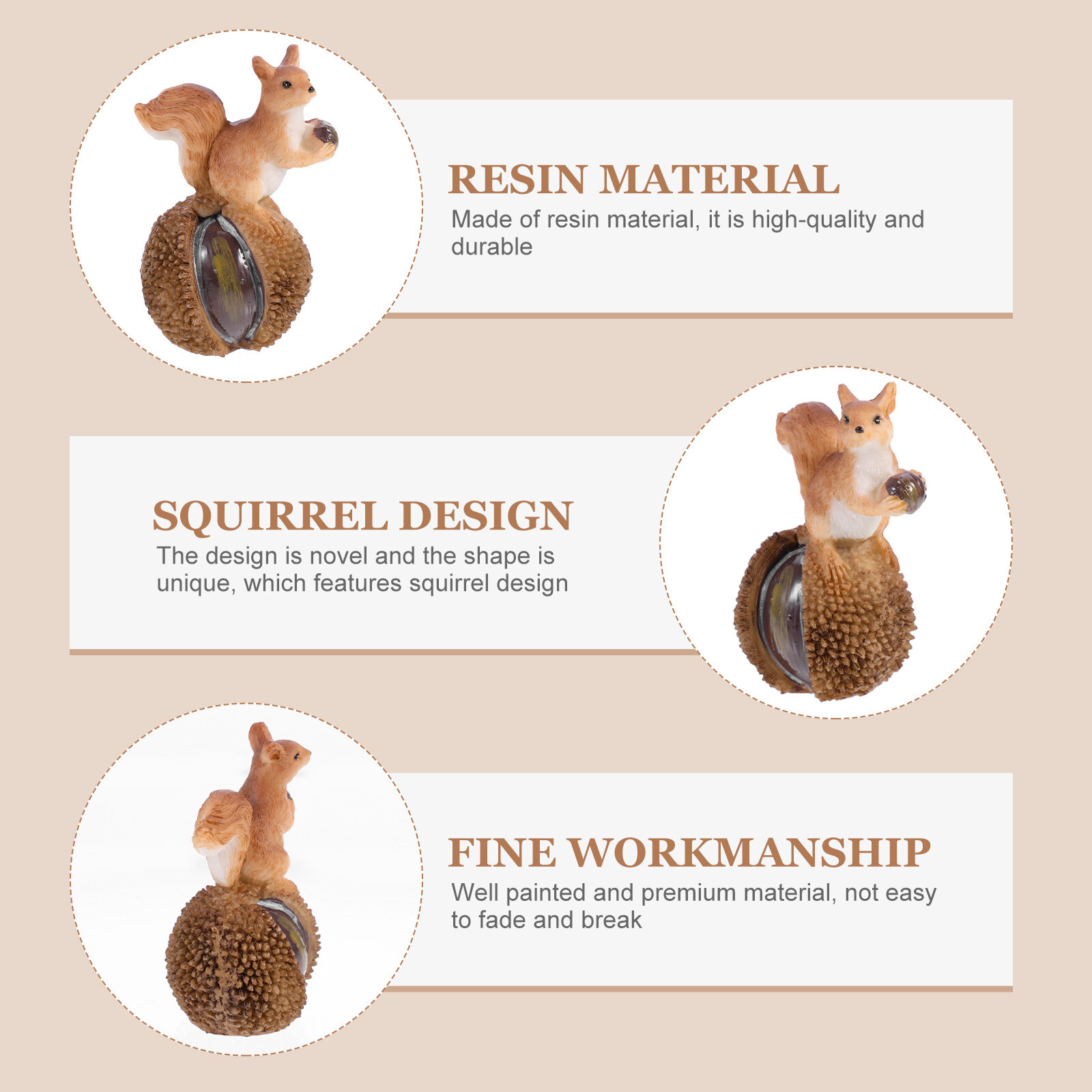 Сquirrel Статуэтка Из Резины Для Сада И Интерьера Один Штук 8.5X5.4Cm