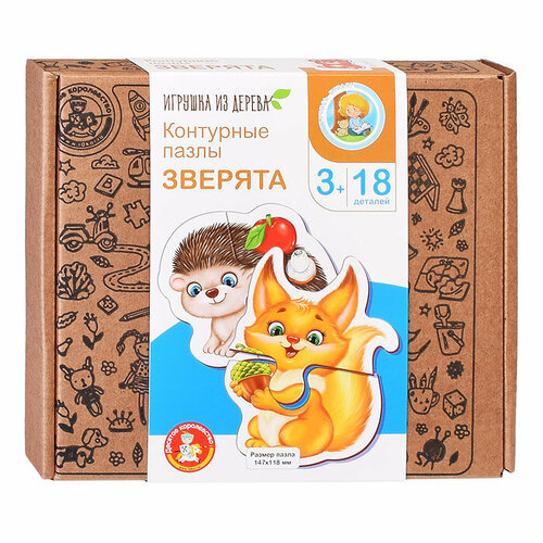 Пазлы макси зигзаг Зверята 18 эл BABY TOYS, Десятое королевство домино пазлы 18 эл для малышей