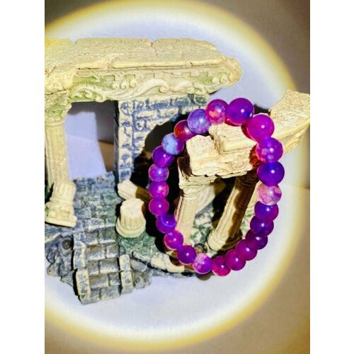 фото Браслет, агат, 1 шт., размер 17.5 см, размер one size, розовый/голубой реализациатор