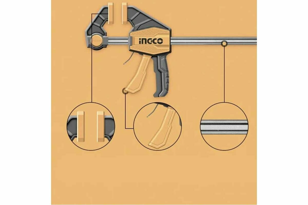 INGCO Быстрозажимная струбцина 63х300 мм HQBC01602