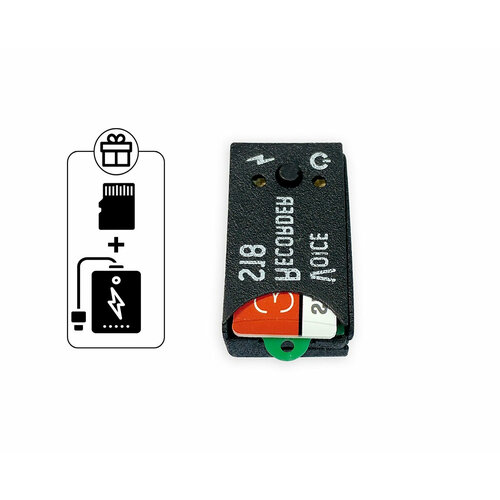 Цифровой диктофон Сорока-18-MicroSD S19116SOR 2 подарка Power Bank 10000 mAh SD карта 32ГБ - миниатюрный компактный и простой диктофон mini 1803100₽