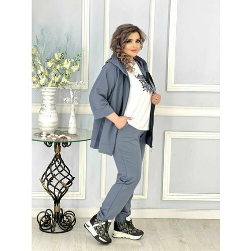 Костюм , размер 52, серый пижамный комплект fdfklak для мам среднего возраста новинка штаны с принтом на весну и осень женская домашняя одежда женская хлопковая одежд