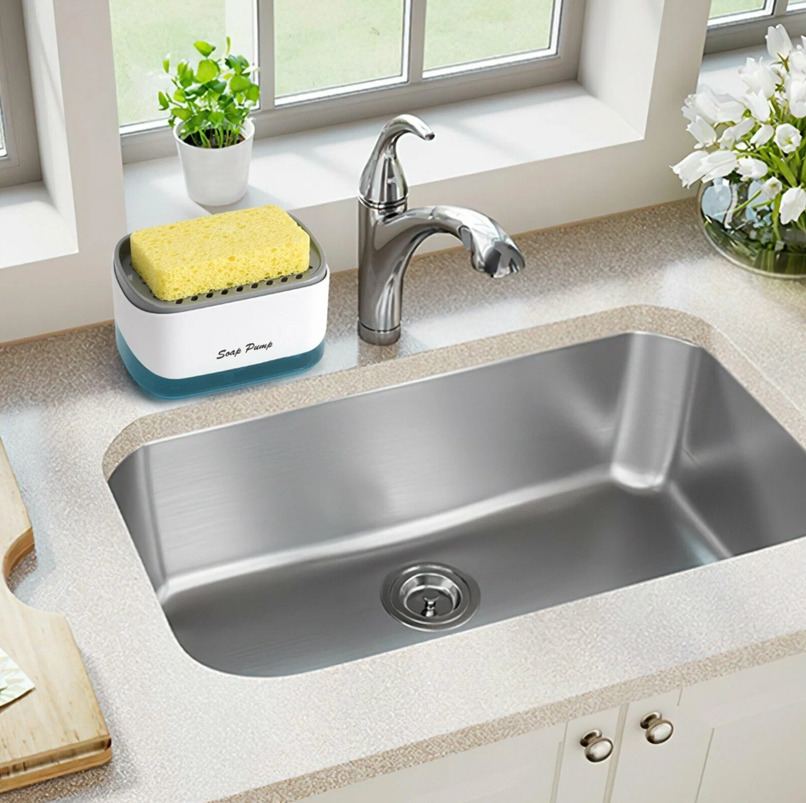 Дозатор для жидкого мыла от бренда URM — практичный аксессуар для ванной и кухни — фото 1