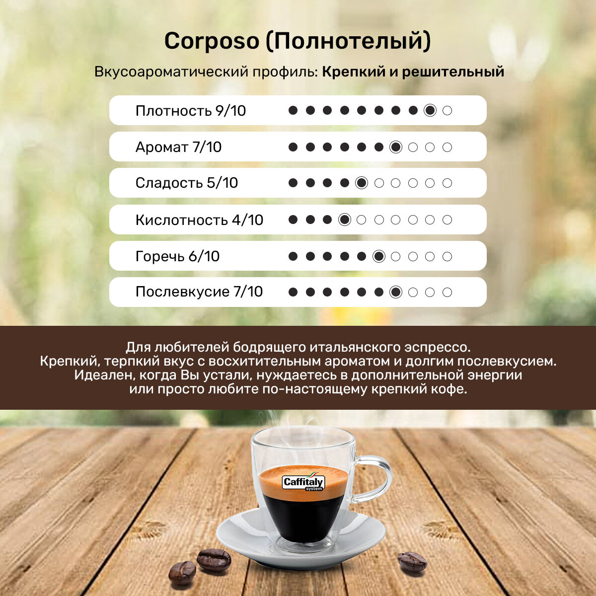 Капсулы Caffitaly для кофемашины, Corposo, 10 капсул