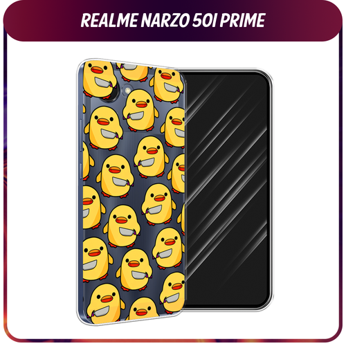 Силиконовый чехол на Realme Narzo 50i Prime / Реалми Нарзо 50i Прайм Утка с ножом, прозрачный силиконовый чехол на realme narzo 50i prime реалми нарзо 50i прайм прозрачный