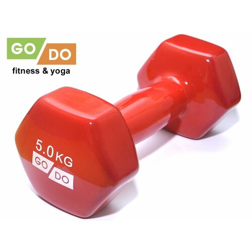 Гантель GO DO в виниловой оболочке. Вес 5 кг. (Красный)