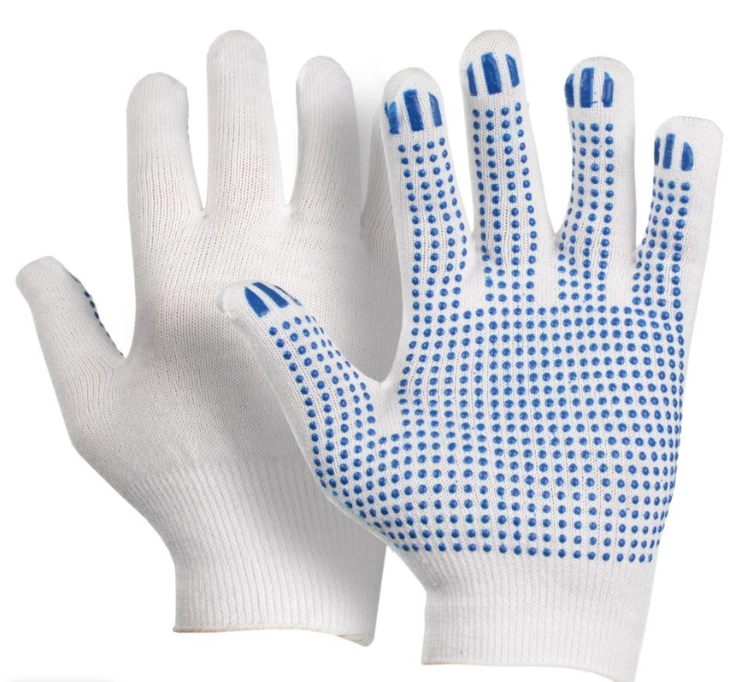 Перчатки строительные "Переезд Маркет" ХБ с ПВХ 5 нитей (Люкс) 5 пар в комплекте