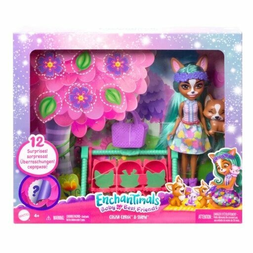 Игровой набор Enchantimals с куклой Корги Криция и Шуо. Серия Друзья-малыши, HLK86