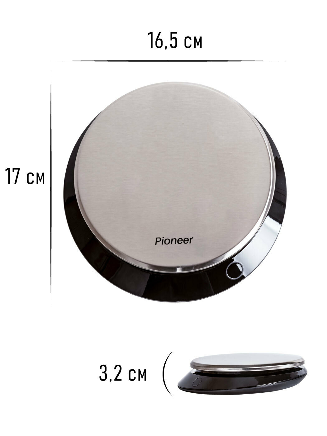 Весы электронные кухонные Pioneer PKS1012 со съемной металлической чашей, измерением веса и объема жидкости