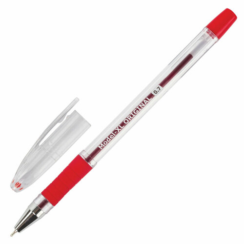 Ручка шариковая масляная с грипом BRAUBERG Model-XL ORIGINAL, красная, узел 0,7 мм, линия письма 0,35 мм, 143244 упаковка 36 шт.